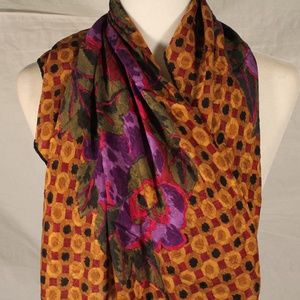 Emanuel Ungaro silk scarf, gold, maroon, purple